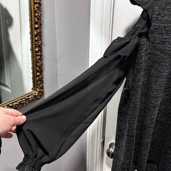 Maurice Embellished Neck Cold Shoulder Top with Chiffon Sleeves - Picture 8 of 10